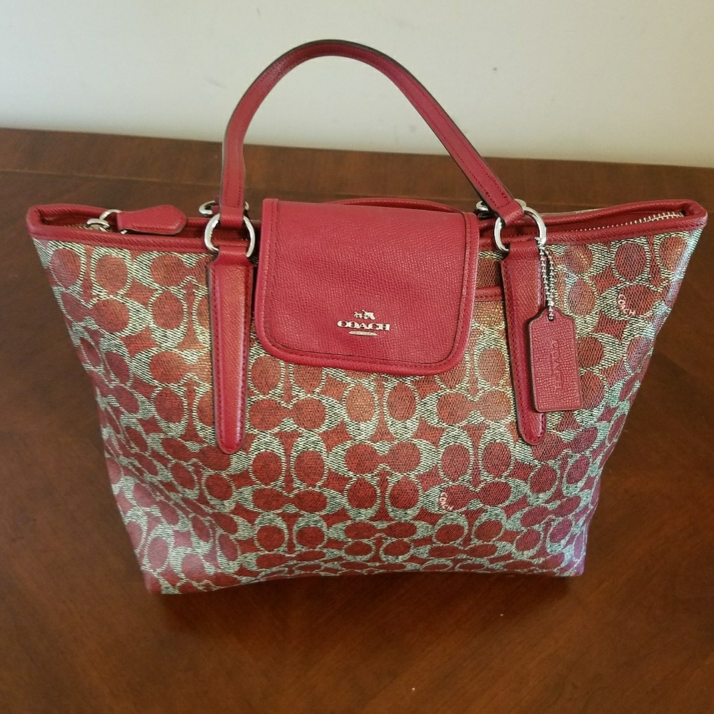 Authentic Red Signature Coach Bag